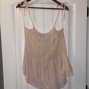 Chelsea & Violet Ruffled Asymmetrical Tan Pink Camisole